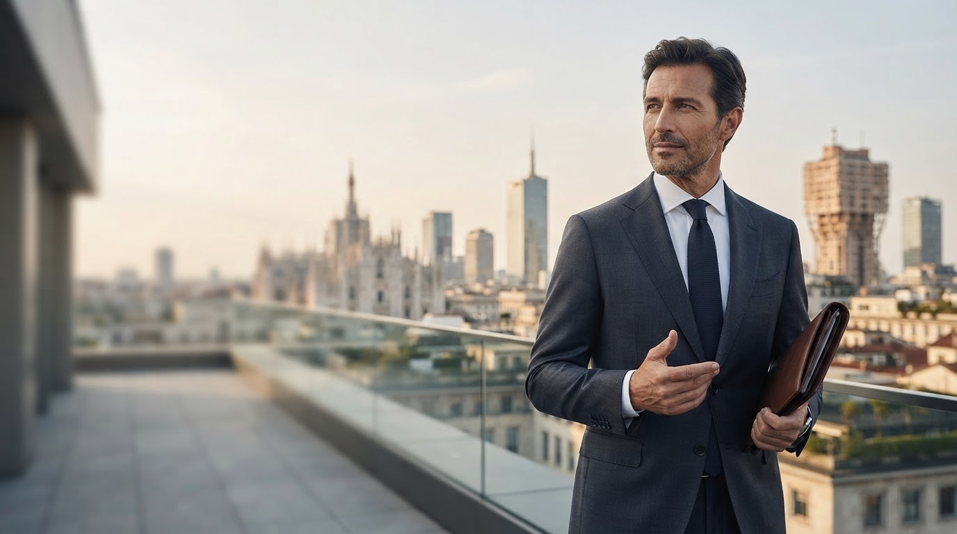 Astercapitex, postazione di lavoro executive con vista su uno skyline moderno
